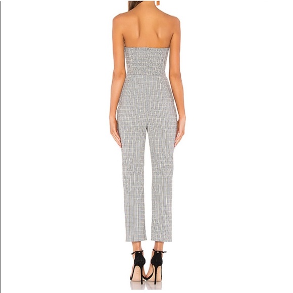 Privacy Please Revolve Strapless Autumn Jumpsuit Black and Yellow Plaid Size M - Picture 3 of 11